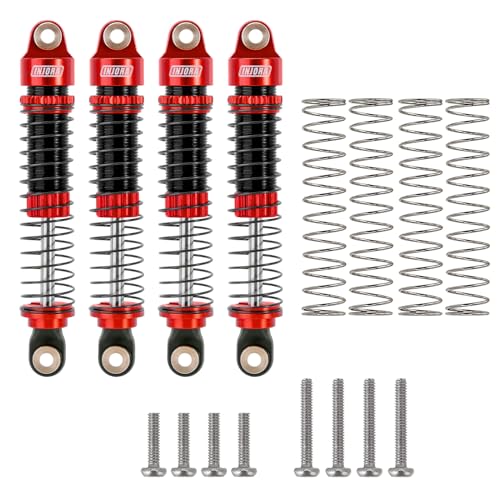 INJORA 59MM Long Threaded Oil Damper Shock Absorber for TRX4M, Red - color: Red