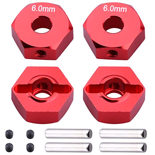 HobbyPark 14mm Aluminum Wheel Hex Parts for Arrma 1/10 Granite 4X4, Big Rock, Senton, Replacement of AR310871 (Red) - color: Red