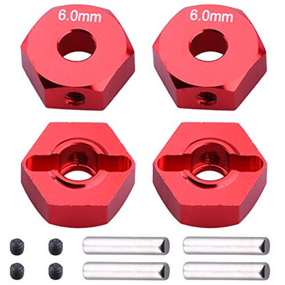 HobbyPark 14mm Aluminum Wheel Hex Parts for Arrma 1/10 Granite 4X4, Big Rock, Senton, Replacement of AR310871 (Red) - color: Red