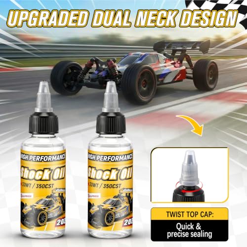 2 Bottles Racing Silicone Shock Oil 30WT 350CST, RC Car Shock Oil for Lubricating R/C Radio Controlled Cars and All Types of Vehicles, Electric Car/Truck Option Parts, Does Not Evaporate