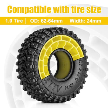 INJORA Silicone Rubber Inserts for 62-64mm*22-24mm 1.0" Tires(1064)(Yellow) - color: Yellow