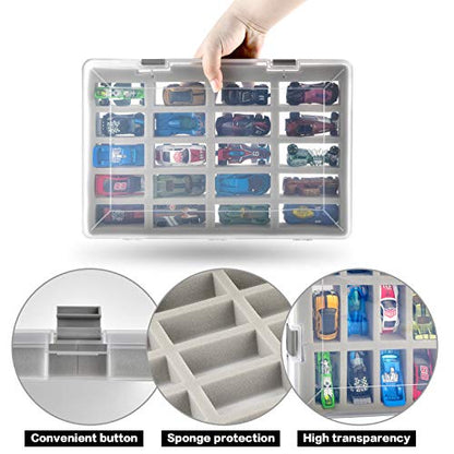 ADAM FULLCASE Hot Wheels Storage Case for 20 Toy Cars, Carrying Box | Portable 20-car Organizer with Fitted Compartments for Die-cast Collections, Easy Storage, Display and Travel, Box Only