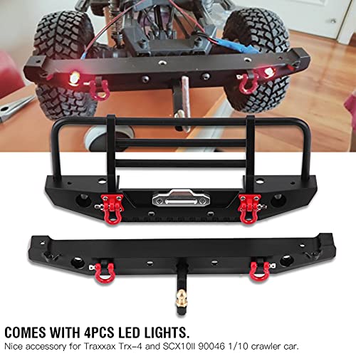 Metal Front Rear Bumper with LED Lights, for SCX10II 90046 1/10 RC Crawler Car