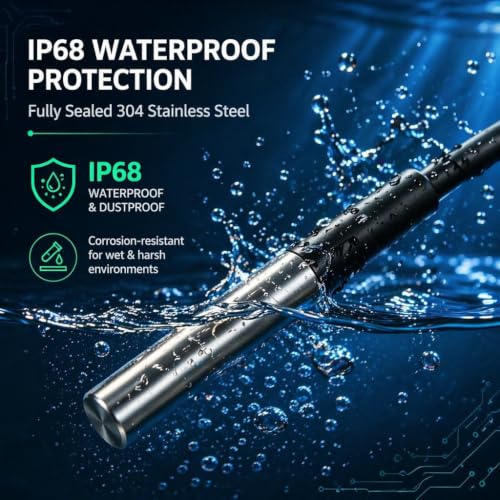 DS18B20 Waterproof Temperature Sensor Probe Moudle Kit Stainless Steel Probe for Raspberry Pi, 5 pcs, 1 Meter