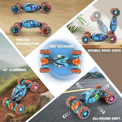 MagicKidz Gesture Sensing RC Stunt Car for Kids - Birthday Gifts for Boys 5 6 7 8 9 10 11 12 Year Old, 2.4Ghz Remote Control Twist Vehicle Toy with Lights & Music, 4WD Off-Road - color: Gesture Sensing Rc Car