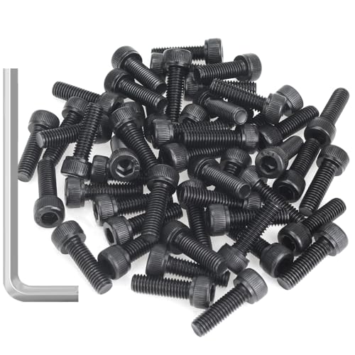55 Pieces M5 x 16mm Socket Head Cap Screws, Thread Pitch 0.8mm, Sutemribor M5 Black Screws, 12.9 Grade Alloy Steel, Black Oxide Finish, Fully Threaded - size: M5 x 16mm, style: Socket Head