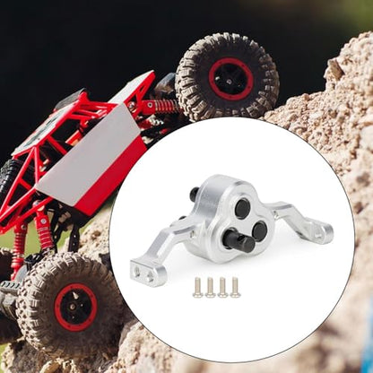 harayaa Model Car Transfer Case RC Rock Aluminum Alloy Car Gearbox Chassis Assembly Adjustable Carrier Bearing Metal Lightweight Crawler Replacement Suitable, Silver - color: Silver