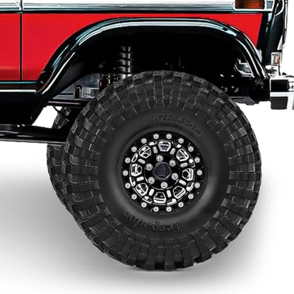 1.9" Beadlock Wheels and Tires 124mm (4.9in) for TRX4 SCX10 1/10 RC Crawler Upgrade Parts (Black, 4pcs) - color: Black