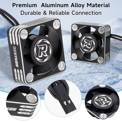 28000RPM RC Motor Heatsink ESC Cooling Fan, 30mm,2 Pack,Black | RC Model Heatsink for 1/8 1/10 1/12 Scale,RC Car,Truck,Buggy Truggy,540 550 Brushless Motor - color: Black