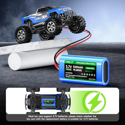 5200mAh 3.7v Lithium ion Battery with JST-PH JST 2.54/2P Plug(Not JST-PH 2.0 2-Pin) Rechargeable Battery Pack Lithium 3.7 Volt Batteries for RC Toys, Lighting,DIY Equipment(1S2P)