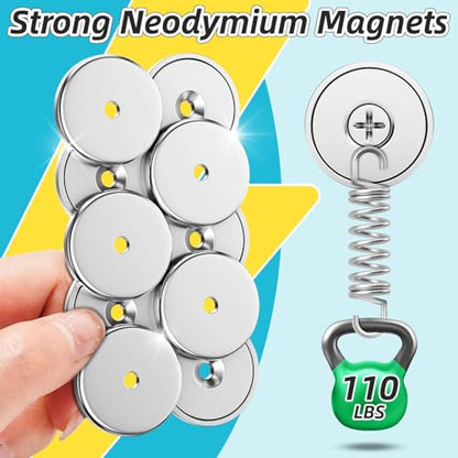 10 Pack 110 LBS Strong Magnets with Holes,Neodymium Round Cup Magnets with Screws, Rare Earth Magnet for Wall Mounting Waterproof Countersunk Hole for Kitchen Garage Holding Tools DIY Crafts - size: 10 Pack 110LBS