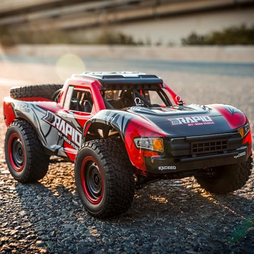 RC Cars 1:14 RC Truck 30 MPH 4WD Remote Control Car All Terrain Trophy Car for Adults Boys Teens Fast 50 Mins Play Off-Road RC Buggy Big Short Course Monster Truck with 2 Batteries (RTR) - color: 130-red