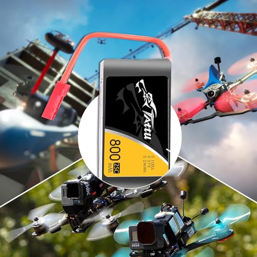 TATTU 3.7V 800mAh 25C 1S LiPo Battery Pack with JST Plug for F181 MJX X400 X400W X800 Holy Stone X200 X300C X500 Sky Viper S670 V950str V950hd HS110 HS200 Syma X56W HS200W RC Quadcopter(6 Pcs)