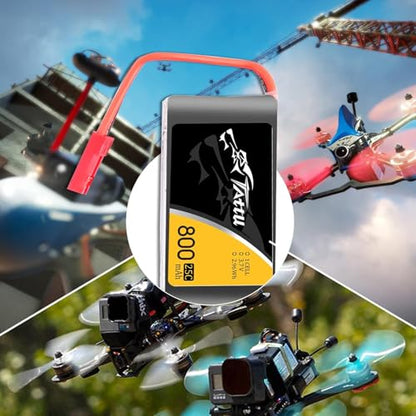 TATTU 3.7V 800mAh 25C 1S LiPo Battery Pack with JST Plug for F181 MJX X400 X400W X800 Holy Stone X200 X300C X500 Sky Viper S670 V950str V950hd HS110 HS200 Syma X56W HS200W RC Quadcopter(6 Pcs)