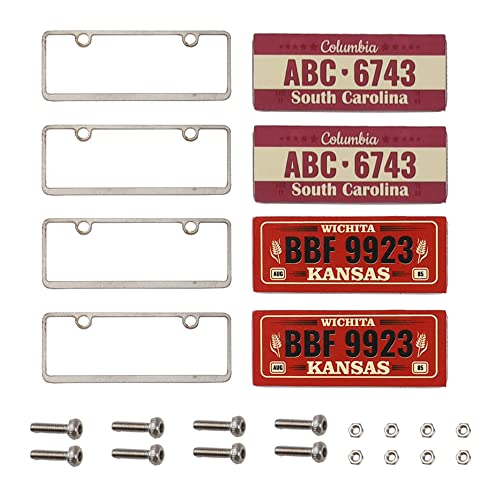 4PCS HIRCQOO Metal RC Car License Plate Kit Decorations Accessories Compatible with Traxxas TRX-4 Tamiya CC01 Axial SCX10 D90 1/10 RC Crawler Car (BBF9923+ABC6743) - style: BBF9923+ABC6743