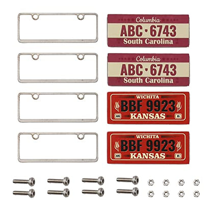 4PCS HIRCQOO Metal RC Car License Plate Kit Decorations Accessories Compatible with Traxxas TRX-4 Tamiya CC01 Axial SCX10 D90 1/10 RC Crawler Car (BBF9923+ABC6743) - style: BBF9923+ABC6743