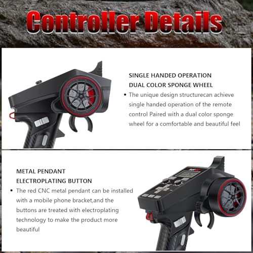 GOUPRC Racing CT-6A RC Transmitter 6 Channels 2.4GHz and Receiver with 2204 2400KV Brushless Outrunner Transmission Motor & 30A Brushless ESC Combo for SCX24 RC Crawler Axial 1/24 RC Car Crawler - style: 6CH Transmitter & Receiver kit