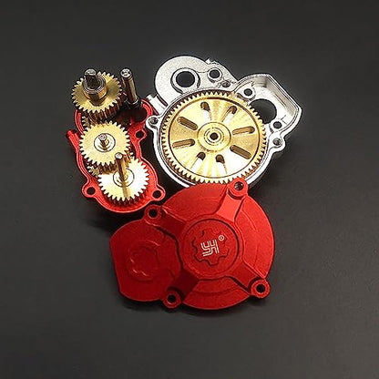 RC Climbing Car Metal Transmission Center Gearbox Transmission Case with Gear for FMS 1/24 FCX24 RC Crawler Upgrade Parts Accessories - color: Red Gearbox + Gear