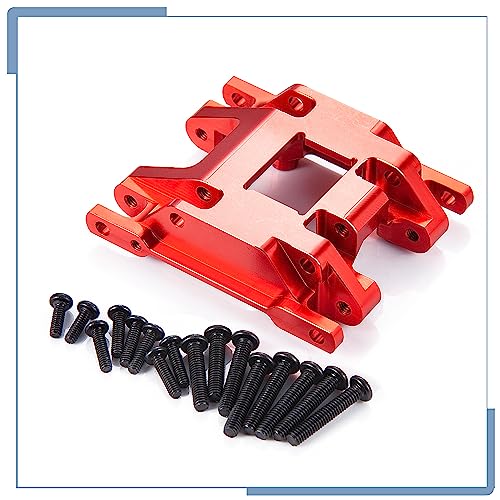 RC Skid Plate RC Transmission Mount Center Gearbox Base for TRX4M Upgrades 1/18 Scale RC Crawler Car, Red - color: Red