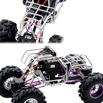 Metal Roll Cage Body Shell with Aluminum LED Lamp Holder for 1/24 Axial AX24 XC-1 Upgrade,Chrome - color: Chrome