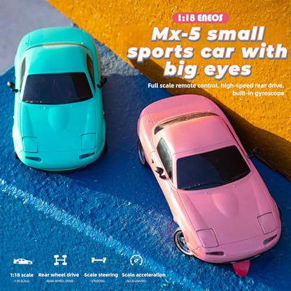 LD1804 RC Drift Car 1:18 Scale Mini MX-5 RWD 2.4GHz Miata RC Vehicles with Gyro and LED Lights for Adults Hobby Toys (Pink) - color: Pink