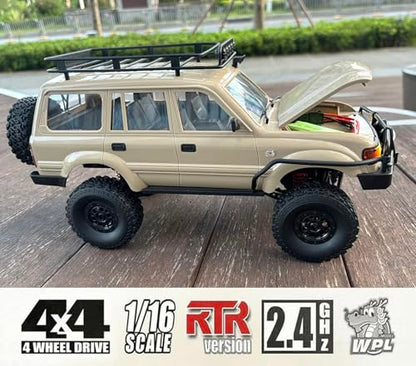 HLSFWDRIVE WPL C54-1 RC Rock Crawler 4x4 RC Truck Off Road RTR | 1/16 Scale RC Crawler All Terrain Proportional Control 260 Motor Upgraded Chassis Counter Rotating Gearbox Adult