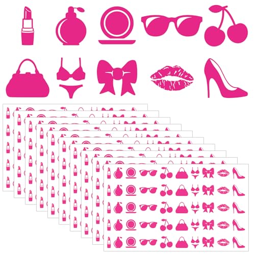 Whaline 500Pcs Tanning Sunbathing Stickers Hot Pink Trendy Y2k 2000s Summer Beach Self Adhesive Body Decals for Hawaiian Tropical Luau Salon Party Supplies