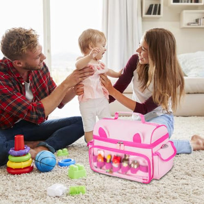 Carrying Case Compatible with Toniebox 2 & 1 Starter Set & Tonies Figures | Cute Storage Bag Fits for Tonies Characters, Headphones & Accessories, Travel Case with Clear Pocket & Speaker Window,Pink - color: Pink