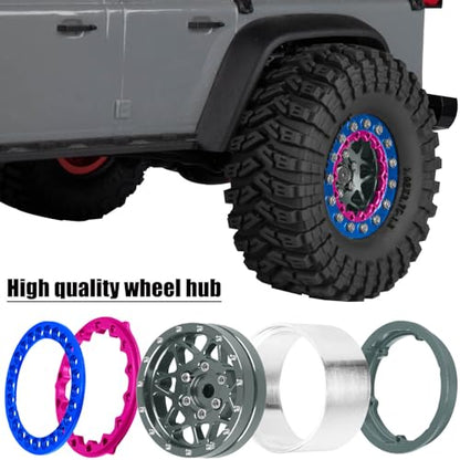 for 1/24 1/18 SCX24 FCX24 TRX4M RC Crawler Car,1.3" RC Tires Wheel Rim,Aluminum RC Truck Tires Wheels Rims,1.3 Beadlock Wheel Rims Heavy Duty Rim (4PCS) Titanium - color: 1.3-rim-titanium&pink&blue