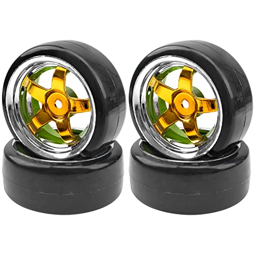 5-Spoke Hard Plastic Wheel Rims & Plastic Tires 12mm Hex & 1/10 RC Drift Tire Hard Plastic Tires & 12mm Hex Hub Wheel Rims