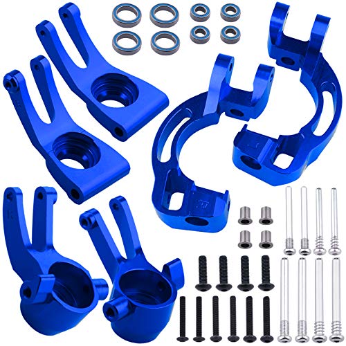 Hobbypark Aluminum Front Steering Block Knuckles & C-Hubs Caster Blocks & Rear Hubs for Arrma 1/10 Granite 4X4,Typhon, Big Rock, Senton, Replace AR330442 AR330467 AR330469 (Navy Blue) - color: Navy Blue