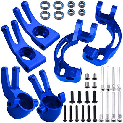 Hobbypark Aluminum Front Steering Block Knuckles & C-Hubs Caster Blocks & Rear Hubs for Arrma 1/10 Granite 4X4,Typhon, Big Rock, Senton, Replace AR330442 AR330467 AR330469 (Navy Blue) - color: Navy Blue