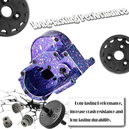Aluminum Gearbox Transmission Case w/Spur Gear Upgrades Part for 1/10 Slash/Rustler/Stampede/Bandit 2WD (VXL) Drag Slash/Bigfoot,RC Gearbox Hops Up,Replace #9495,Colorful(Purple Blue Tone) - color: Colorful(purple Blue Tone) - (Gearbox)