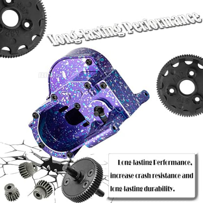 Aluminum Gearbox Transmission Case w/Spur Gear Upgrades Part for 1/10 Slash/Rustler/Stampede/Bandit 2WD (VXL) Drag Slash/Bigfoot,RC Gearbox Hops Up,Replace #9495,Colorful(Purple Blue Tone) - color: Colorful(purple Blue Tone) - (Gearbox)