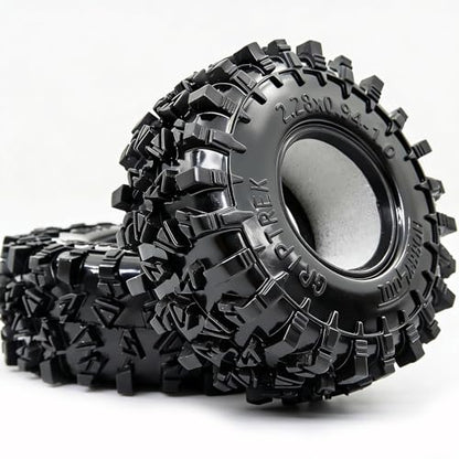 HOBBYSOUL 58mm Griptrek 1.0" Tires 4-Pack For RC Crawler TRX4M SCX24 AX24 | Super soft sticky mud tires with foam inserts,For 1/18 TRX4M & 1/24 AX24 FCX24 Enduro24 micro rock crawlers Upgrades - size: 1.0 tires - 58mm Tall