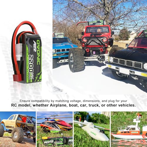 OVONIC 3S 11.1V Lipo Battery 2200mAh 35C Max to 70C Deans Connector - 2 Pack 3S Short Packs Batteries with Hyper Power for RC Car Vehicles RC Boat Drone Airplane Quadcopter Helicopter FPV (2 Packs)