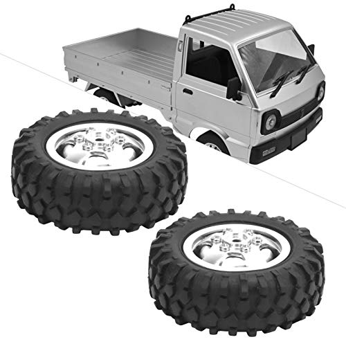 RC Wheels, 2Pcs Rubber Tire 55mm Dia Aluminium Alloy RC Tires 1/10 Scale Compatible for Off-Road Racing Trail Driving and Hobbyist Use