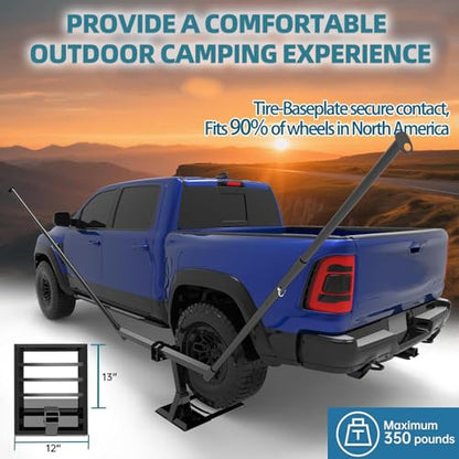 Tire Mount Hammock Stand - Fits Universal Vehicle Tire - Includes Parachute Nylon Hammock & Storage Bag - for Camping, Outdoor, Travel (350lbs Weight Capacity)