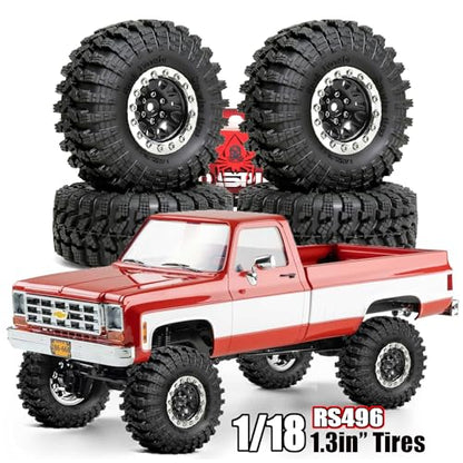 REDSPIDER•1.3 Beadlock Wheels and Crawler Mud Tires OD 2.75'' Aluminium Hub Hex Key 7mm (4PCS) for 1/18 1/24 TRX4M SCX24 AX24 FCX18 FCX24 RC Crawler Car (Black) - color: Black