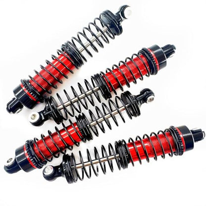 Aluminum Front & Rear Shock Absorber Set for 1/18 RC Cars, Threaded Oil Shocks Suspension Upgrade, 4-Pack (Red/Green) (Red) - color: Red