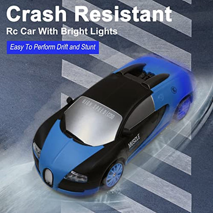Remote Control Car RC Drift Car 2.4GHz 1:24 Scale 4WD High Speed RC Cars Vehicle with LED Lights Drifting Tires Racing Sport Toy Cars for Adults Boys Girls Kids Gift - color: Blue