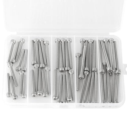 M4 x 30mm 35mm 40mm 45mm 50mm Hex Socket Head Cap Screws Bolts, 304 Stainless Steel, Metric Machine Fully Threaded, Bright Finish, Allen Hex Drive, Assortment Kit 50PCS - size: M4 x 30/35/40/45/50mm (50PCS)
