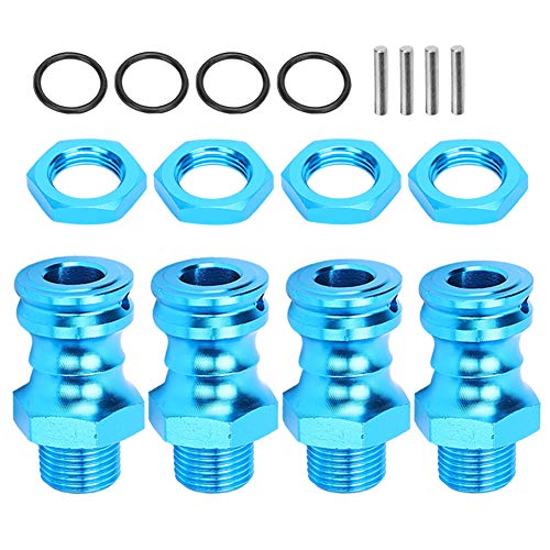 4pcs Wheel Extension Hex Drive Hub Adapters Widener, Aluminum Alloy 17mm Hex 23mm Wheel Extension Adapters for 1/8 RC Car Model (Blue) - color: Blue