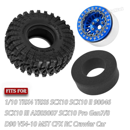 4Pcs RC 1.9 Wheel Tires for 1/10 TRX4 TRX6 SCX10 SCX10 II 90046 SCX10 III AXI03007 SCX10 Pro Gen7/8 D90 VS4-10 MST CFX RC Crawler Car,12mm Hex Wheels Rims & Rubber Tires w/Sponge,Navy Blue - color: Navy Blue - (1.9 Beadlock Wheel)