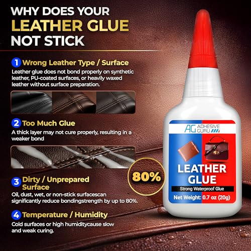 Adhesive Guru Leather Glue (4x0.7 oz) Super Glue for Purses, Sofas and Furniture Repair, Ideal for DIY, Upholstery and Leathercraft. Waterproof, Compitable with Aerosol Accelerator - 4 Pack - size: 4 Pack, style: Leather Glue