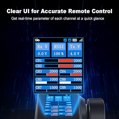 MEUS RACING ME-8B RC Transmitter 6 Channels 2.4GHz and Receiver for 1/8 1/10 1/18 1/24 1/30 RC Crawler Car Boat TRX4 TRX4M SCX10 SCX24 SCX30 Upgrades Parts (with 04B Receiver, Black) - color: With 04b Receiver, Black