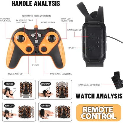 6WD Gesture Sensing RC Stunt Cars, 2.4Ghz Remote Control Cars,Toys Gifts for Kids 8 9 10 11 12 Year Old Boys Girls,360° Rotation Drift Car with Light & Music DMRC010-O
