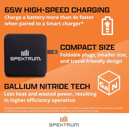 Spektrum Accessories Smart G2 Powerstage Bundle: 810mAh 2S 50C LiPo Battery (IC2), S100 Charger, 65W Power Block, Adapter, SPMXPSS210