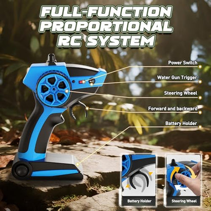 Remote Control Car, Waterproof Monster Trucks Toys, 1:18 Amphibious RC Cars, 2.4 GHz 4WD All Terrain Off-Road Pickup Toy Truck, Kids Toys for 6-12 Year Old Boys Girls Christmas Birthday Gifts Presents - color: Black & Blue