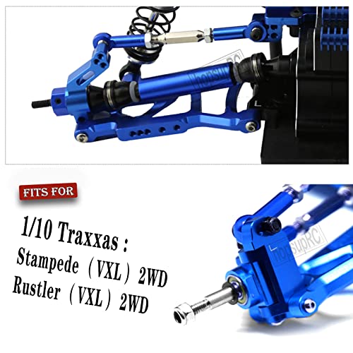 Front Rear Assembled Full Metal Shocks Upgrades Part for 1/10 Rustler/Stampede VXL 2WD,Alloy Suspension A Arm,Aluminum Caster Block & Steering Blocks & Rear Stub Axle Carriers,Blue - color: Red(Shock-arm-set3)
